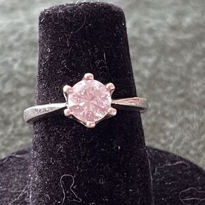 Vintage Diamonique Engagement Ring Sterling Silver Silver 925 Round Stone Size 6